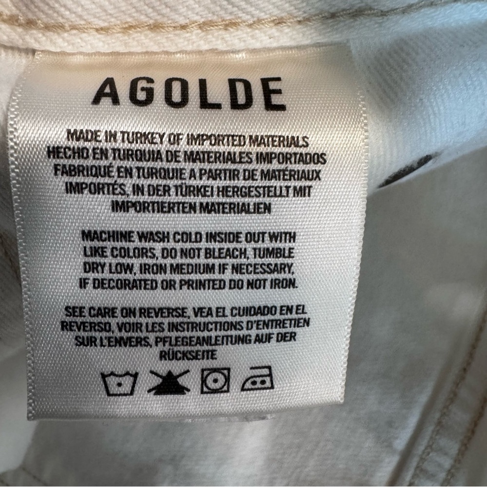 Agolde Riley High Rise Straight Crop Button Fly Veil Off White Jeans Womens 27 - Picture 8 of 10